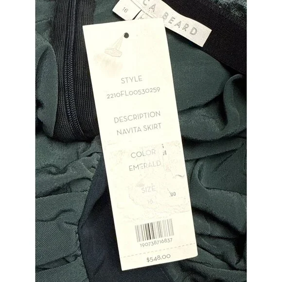 Veronica Beard Navita Emerald Green Velvet Skirt Size 16 Embellished Midi NWT - Picture 10 of 13
